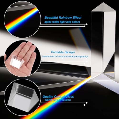 PATIKIL 30mm/1.2 Inch Triangular Prism, 2 Pack Glass Optical Crystal Rainbow Prism for Photography Physics Teaching Lights Photo, Clear - size: 30mm/1.2 Inch