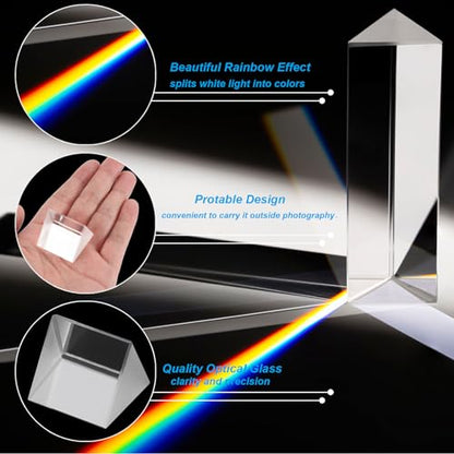 PATIKIL 30mm/1.2 Inch Triangular Prism, 2 Pack Glass Optical Crystal Rainbow Prism for Photography Physics Teaching Lights Photo, Clear - size: 30mm/1.2 Inch