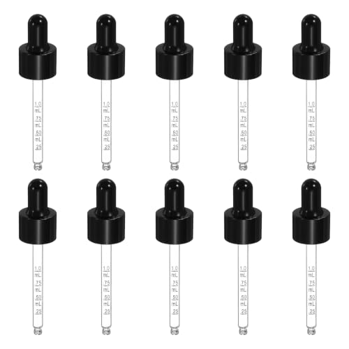 PATIKIL Glass Eye Dropper w/Measurement mark for 1oz Glass Bottles 10Pcs - color: Black/Black Top, size: 1oz