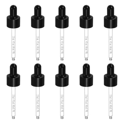 PATIKIL Glass Eye Dropper w/Measurement mark for 1oz Glass Bottles 10Pcs - color: Black/Black Top, size: 1oz