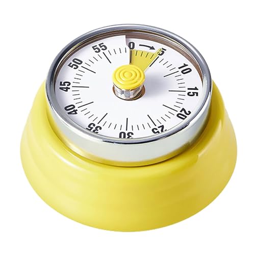 Elegant Stainless Steel Vintage Kitchen Timer with Magnetic Attachment - 60-Minute Countdown & Audible Alarm, Perfect for Cooking, Office Tasks, and Study Sessions (01-Yellow) - color: 01-yellow
