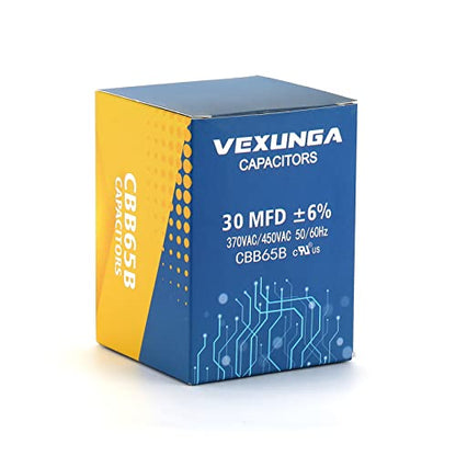 VEXUNGA 30uF 30 MFD 370VAC 440VAC 450VAC 50/60Hz CBB65 CBB65B C65R Run Start Capacitor for AC Unit Fan Motor Start or Pool Pump or Air Condenser Straight Cool - style: [V02] 30uF Round