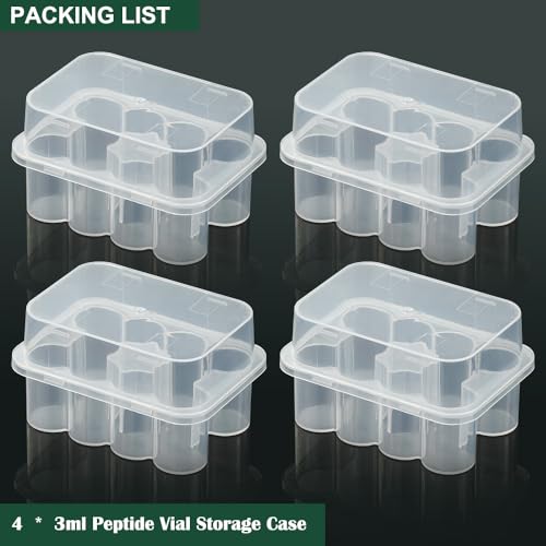 4-Pack Peptide Case for Fridge, 3 mL Vial Holder for Refrigerator, 10-Slot Insulin & Peptide Holder Each, 40 Slots Total, Semi-Transparent Vial Storage Case for Diabetic Care - size: 4-PACK