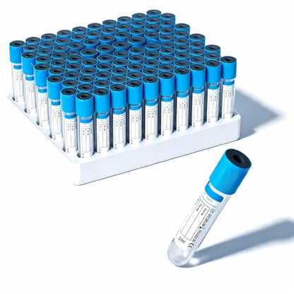 100 Pcs 3ml Plain Plastic Sample Tubes with Blue Cap for Lab Use - color: blue-3ml-100