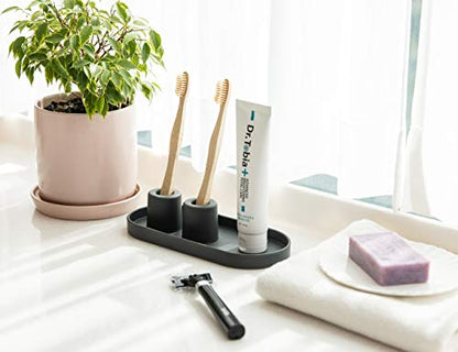 Lazy K Silicone Tray - Small Vanity Tray Organizer - Spoon Rest Holder - Multi-Purpose Modern Kitchen Sink, Bathroom, Counter Organizer (Grey) - color: Cool Grey-2pcs