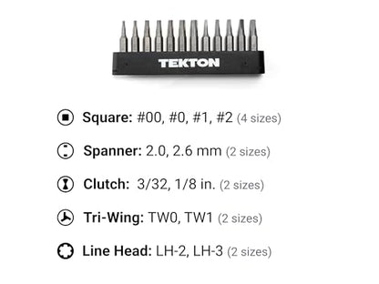 TEKTON 4 mm Security Bit Set with Rail, 12-Piece | DZZ92007 - style: 12-pc. Security Bit Set