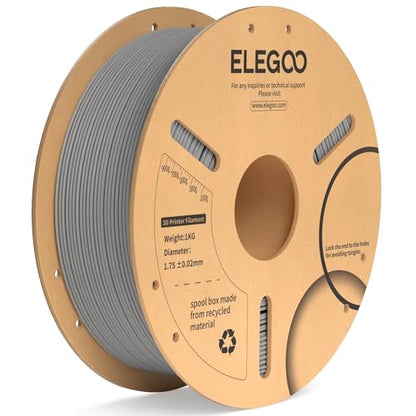 ELEGOO PLA Plus 3D Printer Filament 1.75mm Gray 1KG, Tougher & Stronger | Upgrade PLA Filament, Less Tangle & No Clogs, +/- 0.02mm Accuracy, Moisture Sealed, 1kg Spool Fits Most FDM 3D Printers - color: Gray, size: 1KG
