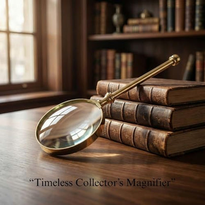 Magnifying Glass with Solid Brass Handle, Handheld Magnifying Glass Lens, Antique Magnifier, Reading, Inspection, Coin & Stamp, Astrologer, Low Sight Elderly Collectible Décor Gift - style: Brass Handel