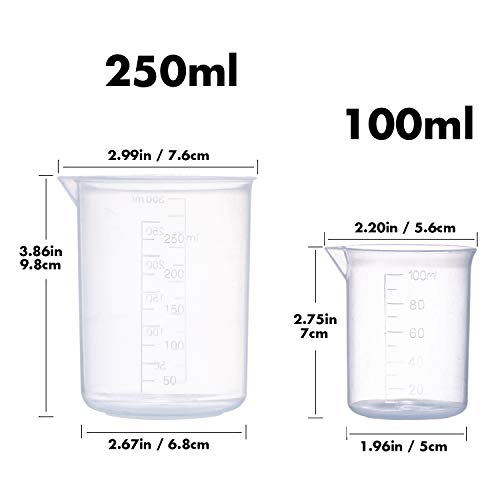 Plastic Beaker Set,5 Size Low Form Graduated Griffin Polypropylene Beakers