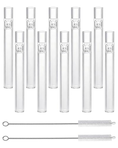 10 Pcs Borosilicate Glass Tubes 4 Inch (10 cm), Thick Glass Blowing Tubes, 2mm Wall Heat Resistant for Lab Experiments DIY Projects Industrial Use, Acid Alkali Resistant, Transparent - size: 10 Pack Transparent Tubes W 2 Brushes