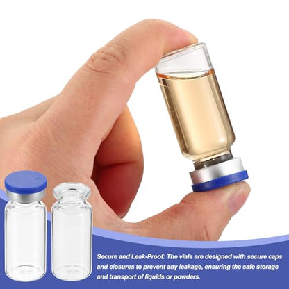 PATIKIL 10ml Sample Vials, 100 Pack Lab Empty Vials with Butyl Rubber Stopper Crimp Top Caps and Labels Borosilicate Glass Vial, Clear - color: Clear, size: 10ml