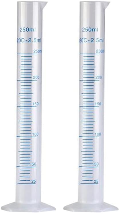 250ml Plastic Graduated Cylinker, Measuring Cylinder Graduated Cylinders Lab Supplies Laboratory Tools (Pack of 2) - size: 250 ml (Pack of 2)