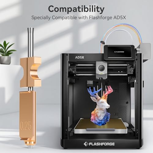 Upgraded 0.25mm AD5X Nozzle,Quick-Swap Copper Alloy Hardened Steel 3D Printer Nozzle Support High Flow Printing ONLY Compatible with Flashforge AD5X 3D Printer - color: 0.25MM