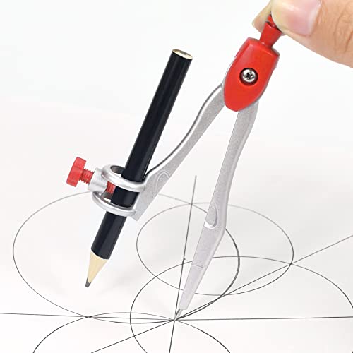 Vobou 10 pcs Math Geometry Set Student Supplies,Compass Kit Set (Red） - color: Red1