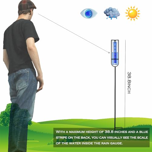 DLUCKY Rain Gauge Outdoor, Three Adjustable Proof Metal Rod 19-38.8'' - color: 1Pcs
