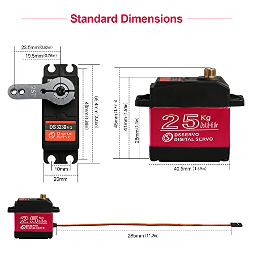 25KG Waterproof Metal Gear RC Servos, 2-Pack, 180° - style: 2Pcs 25kg