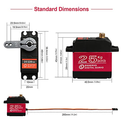 25KG Waterproof Metal Gear RC Servos, 2-Pack, 180° - style: 2Pcs 25kg