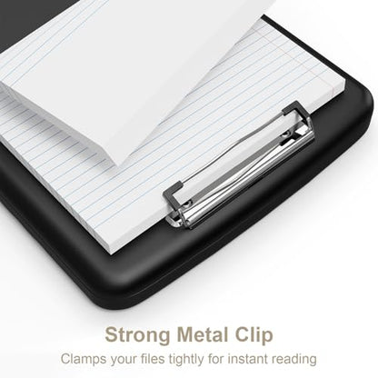 Piasoenc Clipboard with Storage, 8.5 x 11 Clip Board with Pen Holder, Black - color: Black