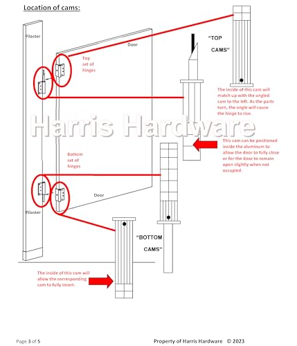 Aluminum Wrap-Around Hinges for Toilet Partition Door, 1 Pair for 1 in. Door & 1 in. Pilaster, Bright Anodized Finish