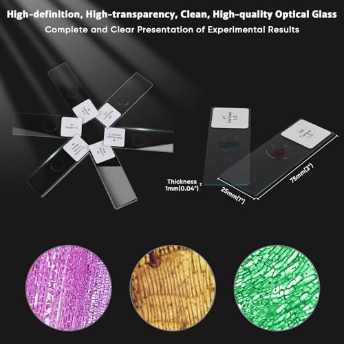 120 Prepared Microscope Slides with Specimens,Glass Slides for Microscope,Prepared Slides Microscope,Microscope Slide Preparation Kit for Biology Science Classes - size: 120 pcs