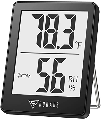 DOQAUS Digital Hygrometer Indoor Thermometer Humidity Meter, Black - color: Black