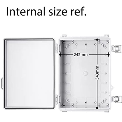 Gratury Junction Box, IP67 Waterproof Plastic Enclosure for Electrical Project, Hinged Grey Cover, Includes Mounting Plate and Wall Bracket - color: Grey, size: 14.6"×10.6"×5.9"