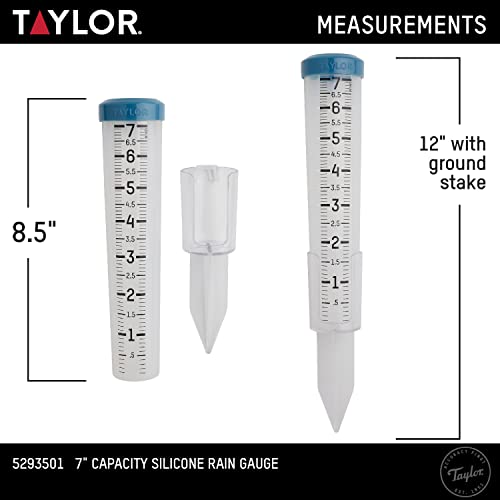Taylor Freeze Proof Silicone Rain Gauge 7 Inch Capacity, Teal - size: 7 Inch
