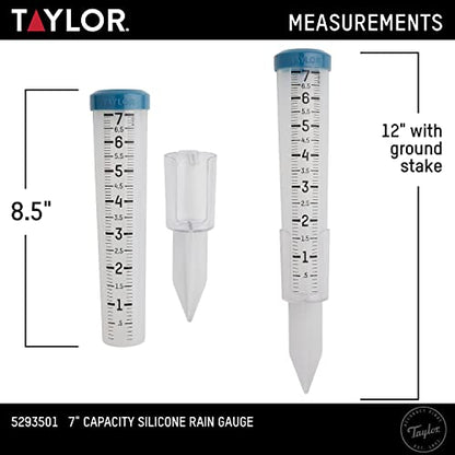 Taylor Freeze Proof Silicone Rain Gauge 7 Inch Capacity, Teal - size: 7 Inch