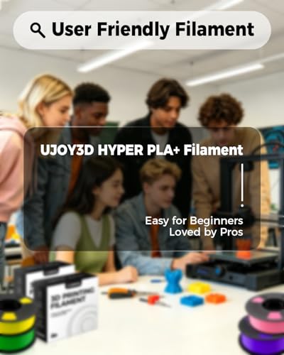 UJOY3D 10kg Hyper PLA+ 3D Printer Filament Bundle, Upgraded PLA+ Filament 1.75mm, 1kg Spool 10 Pack, Black+Cream White+Grey+Red+Cobalt Blue+Green+Christmas Green+Orange Yellow+Coffee Brown+Iris Purple - color: Hyper Pla+ Bundle 10kg Black+cream White+grey
