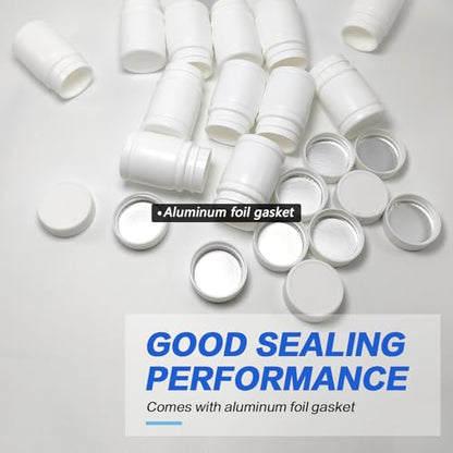 50PCS White Empty Solid Plastic Bottle Case Holder Container Vials Box with Screw Cap for Powder Sample Storage (30ml/1OZ) (Pack of 2) - size: 50 Count (Pack of 2)
