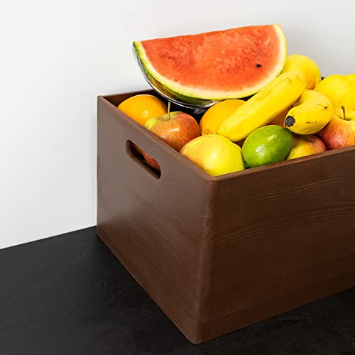 Creative Deco XXL Brown Wooden Crate Nesting Crate Handles - color: Brown, size: XXL