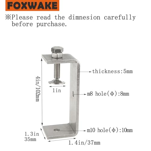 Stainless Steel C Clamps 3.8In for Mounting, Heavy Duty Metal U Clamp for Metal Working Small Desk Clamp with Stable Wide Jaw Opening & Protective Pads/I-Beam Design (2pcs) - color: 4 In-2pcs-102mm