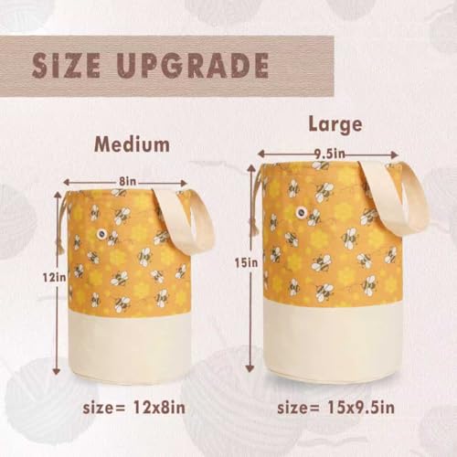 TOGETRUE Yarn Bag, Knitting Crochet Bag, Portable Yarn Storage Bags Organizer for Crocheting Project, Store Skein Ball, Short Knitting Needle (Large, Bees) - color: Bees, size: Large