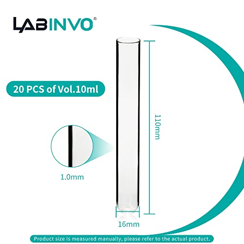 10ml Glass Round Bottom Test Tubes, Thickness 1.0, 16x100mm, Pack of 20, IN-TTG10 - style: 10ml, pack of 20