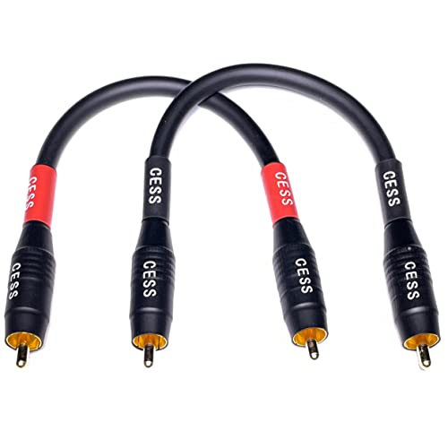 CNCESS Waterproof RCA Male to Male Cable, 2-Pack (6 Inches) - size: 6 IN