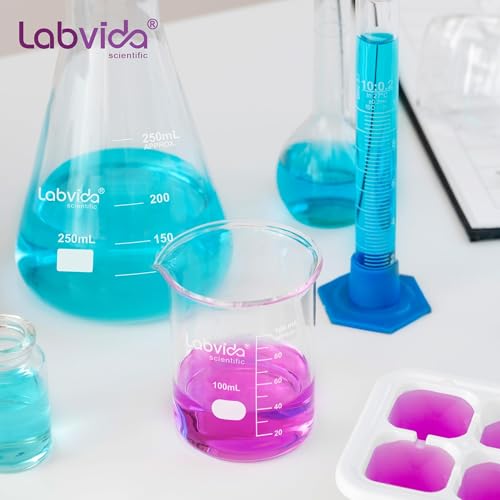Upgrated 10ml Beaker set, 12pcs of beaker shot glasses, Low Form Glass Beakers set, 3.3 Boro with Printed Graduation, LVA036 - style: 12pcs of Vol.10ml
