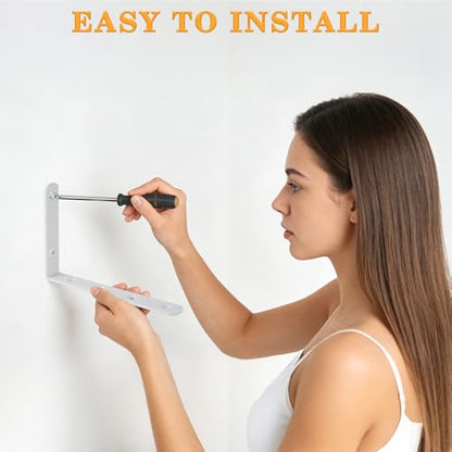 Alise Floating Shelf Brackets,White L Bracket for Shelves,6x4 Inch,4 Pcs - color: White, size: 6x4 Inch