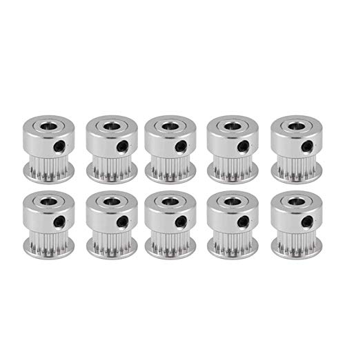 3Dman GT2 Pulley 20 Teeth 5mm bore for 6mm Width 20T Timing Belt Pulley Wheel Aluminum for 3D Printers - 10 PCS - color: 20 Teeth 5mm bore