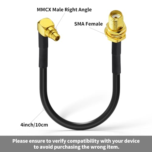 Superbat WiFi Antenna Extension Cable 4inch MMCX Male Right Angle to SMA Female RG174 Coax Cable 2Pcs for Wi-Fi WLAN Wireless Ethernet RFID UWB WiMAX iBurst Zigbee Bluetooth Wireless MIMO etc - color: sma to mmcx