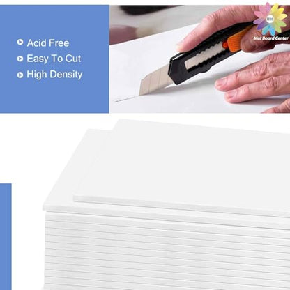 Mat Board Center, 8x10 inche White Foam Board Acid-Free 25 Pack 1/8" Thick - color: White, size: 8x10