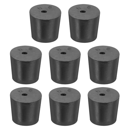 MECCANIXITY Rubber Tapered Plug 24mm to 28mm Solid Test Tubes Bungs Stopper with Hole Black for Lab Home 8 Pieces - size: 24mm-28mm