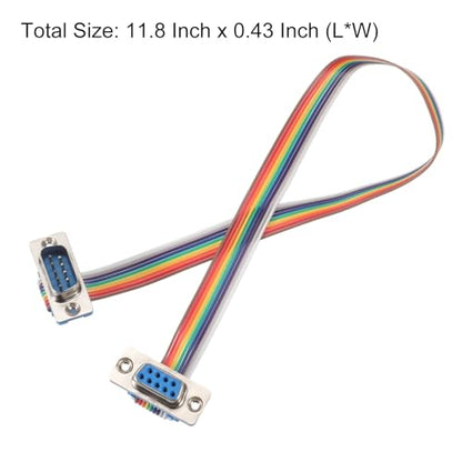 MECCANIXITY 4 Pcs IDC Rainbow Wire Flat Ribbon Cable DB9 Male to DB9 Female 11.8 Inch Length 2.54mm Pitch Breadboard Jumper Wires for Electronic Projects - size: 11.8 Inch, style: DB9 Male to DB9 Female