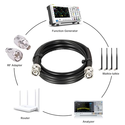 MOOKEERF RG8X BNC Male to BNC Male Coaxial Cable 5FT 50 ohm Ultra Low Loss for Antenna, RF Radio, Modem, Oscilloscope, Spectrum, Analyzer, Signal Generator - size: 5FT