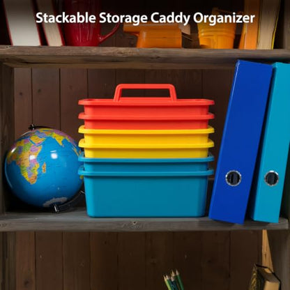 6 Pack Classroom Caddy, Plastic Caddies with Handle & Removable Dividers