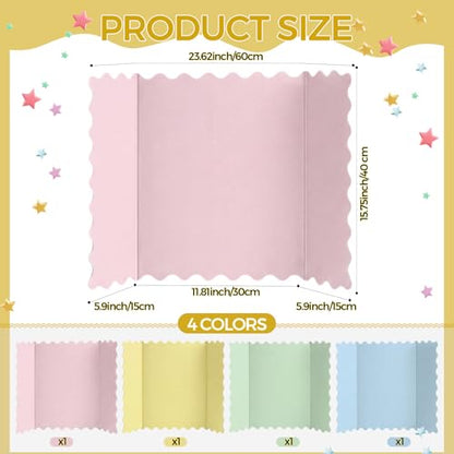 Mooliwe 4 Pack 24" x 16" Trifold Poster Board Scalloped, Pastel - color: Pastel, size: 24" X 16"