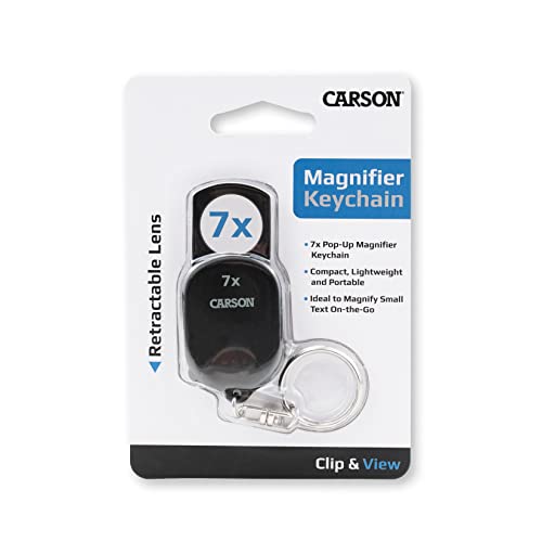 Carson Clip and View Pop-Up Retractable 7X Aspheric Keychain Magnifier (GN-70)