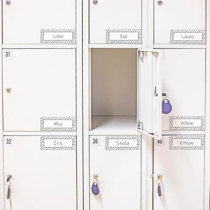 Eaasty 48 Pcs Dry Erase Magnetic Labels Reusable Magnetic Name Tag for Whiteboard Locker Fridge Classroom School Office Home(White with Black Polka Dots) - style: White with Black Polka Dots