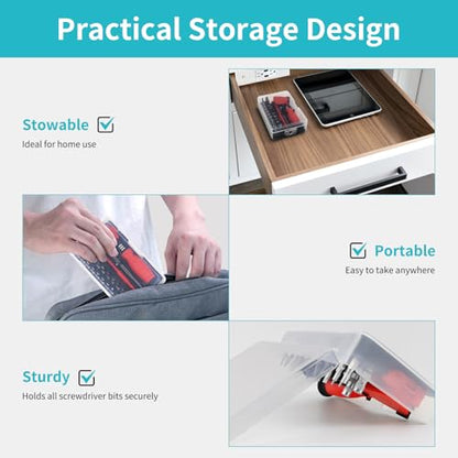 Showpin Mini Screwdriver Set for Computer PC Laptop Macbook Electronics Repair, 35PCS Small Precision Tool Kit with Torx T5 T6 T8 for Beginner IT DIY - color: Red-35pcs-1pack