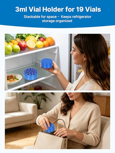 3ml Peptide Case & Insulin Vial Storage Hloder -19-Slot, Peptide Storage Case for 3ml Vials, 3ml Vial Storage Case, Portable Travel Case TSA Approved (Blue) - color: 19 Shots-blue