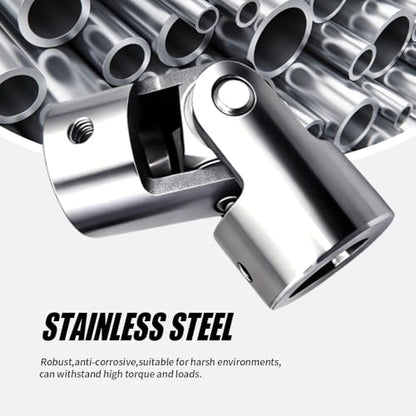 10mm to 10mm Universal Joint Coupling, D20 L45 Stainless Steel Rotatable Steering Shaft U Joint Coupler Motor Connector for DIY Model RC Car Robot - size: D20-L45-H10, style: No Keyway